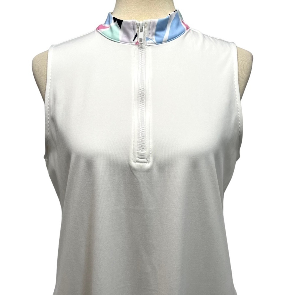 Tommy Bahama Golf White Quarter Zip Printed Stand Collar Casual Dress Large - Picture 3 of 10